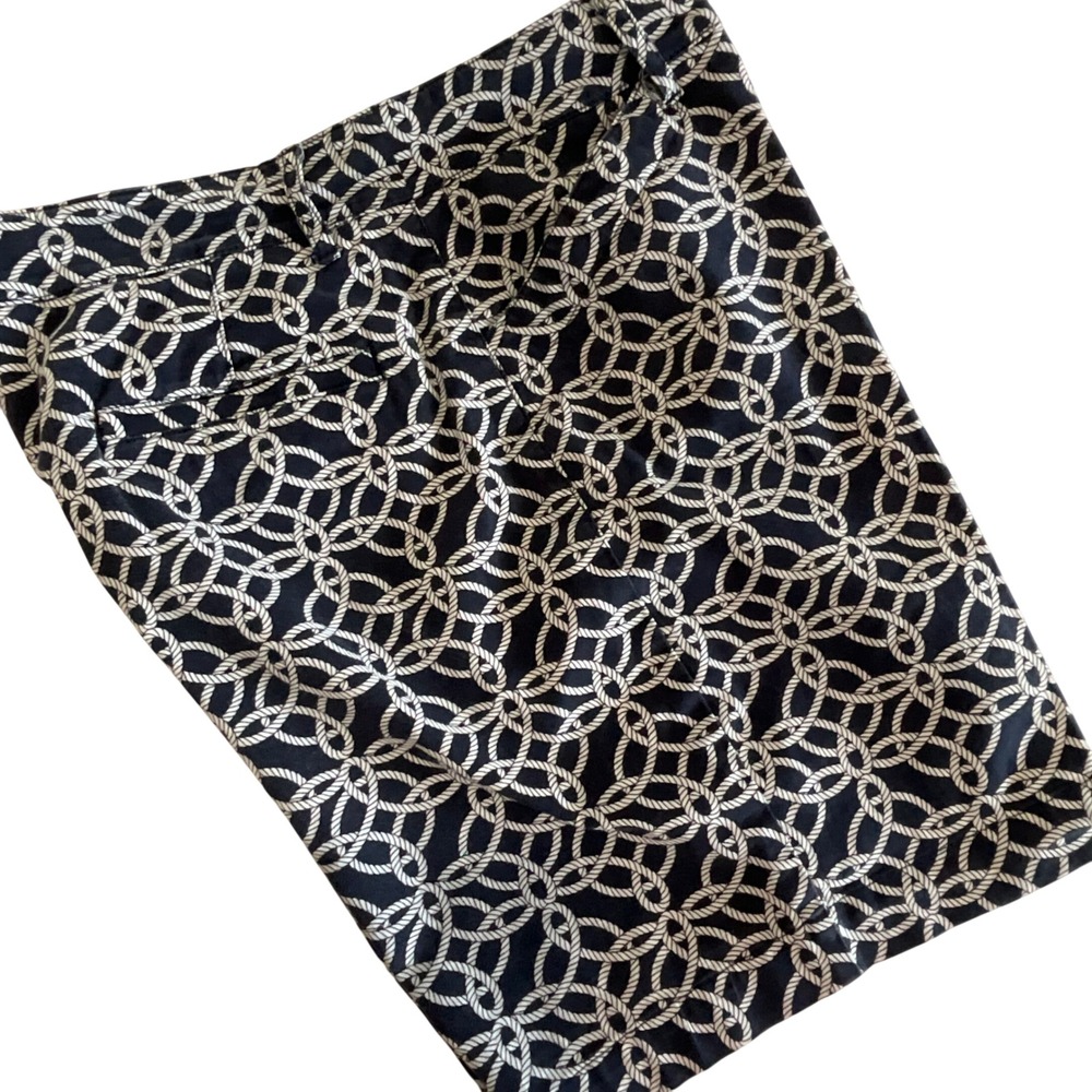Talbots Nautical Rope Print Shorts Womens Size 10 Navy Blue White Casual